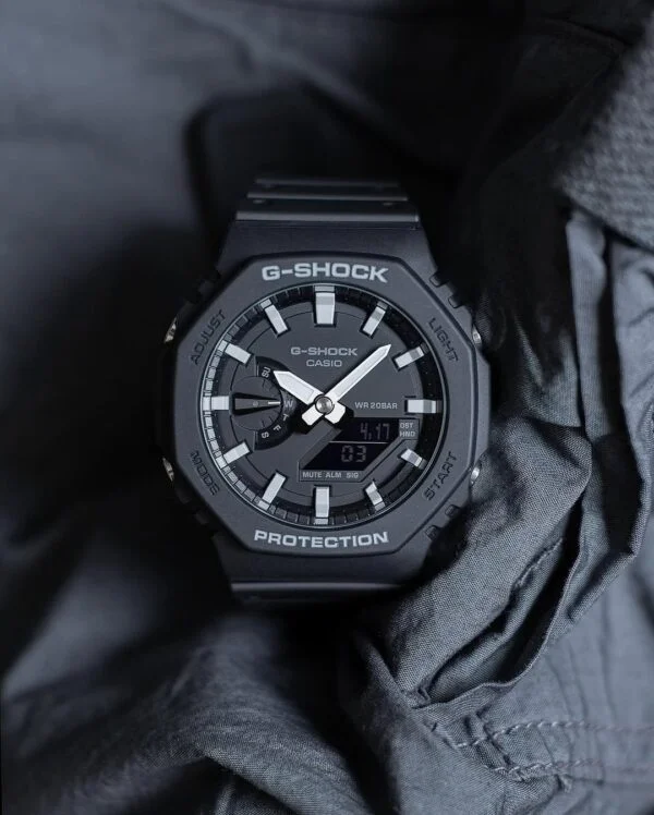 CASIO G SHOCK GM2100 FULL BLACK SPIKE WHITE - Image 2