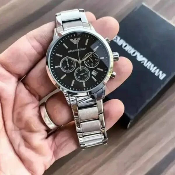 Armani Ar2453 Silver Black Dial Metal - Image 3