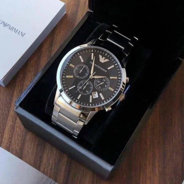 Armani Ar2453 Silver Black Dial Metal - Image 4