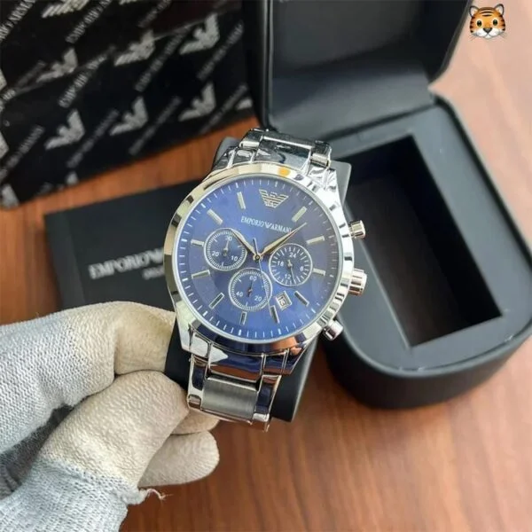 Armani Ar2453 Silver Blue Dial Metal - Image 2